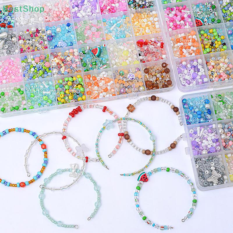 Ice Cream Soda Colored Glass Beads Mixed Color DIY Handmade Beaded Bracelet Necklace Accessory Materials Set
