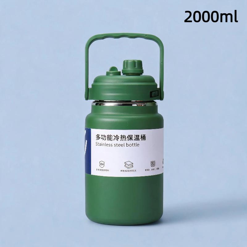 Stainless Steel Insulated Water Jug Food Grade Leak Proof Lid 24H Heat Cold Retention for Picnic Beach Trips