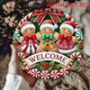 Festive Gingerbread Man Metal Wall Art, Christmas Round Sign for Home Kitchen Porch Decoration, 2D Flat Holiday Gingerbread Cookie Decor