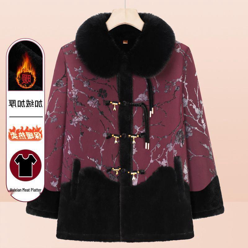 Senior Women's Autumn/Winter Fleece-Lined Jacket – Cozy Top for Elderly Ladies