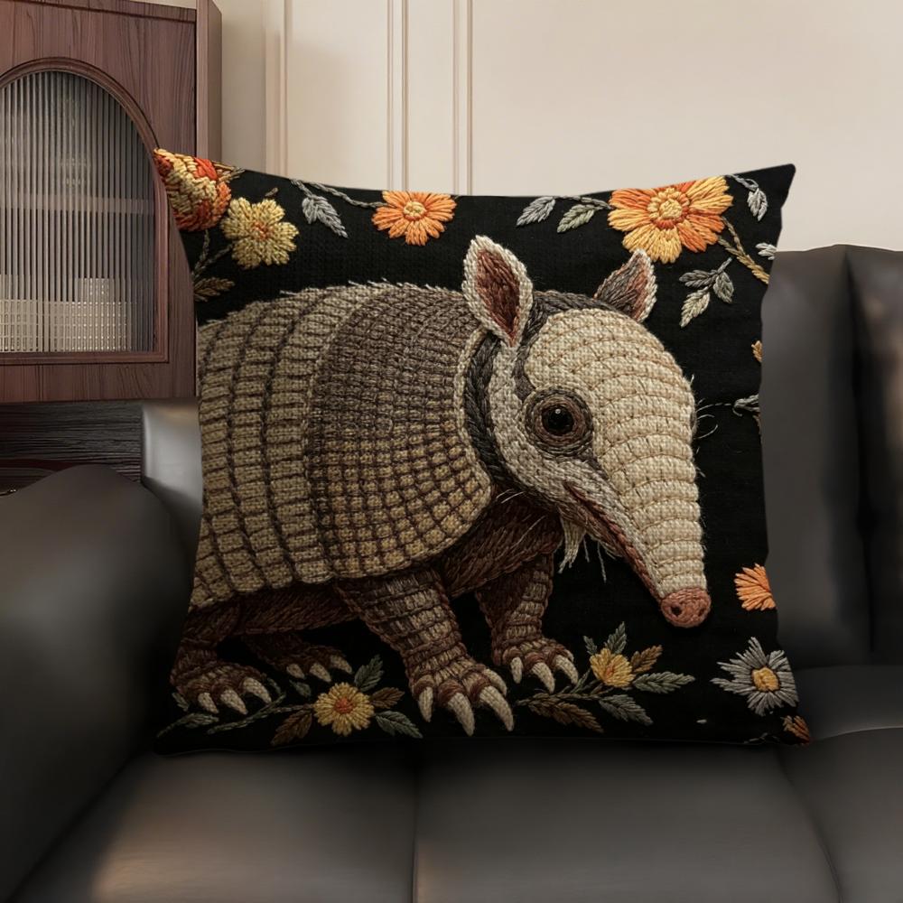 2D Scream Animals Retro Cushion Cover Natural Linen Organic Fabric Double-Sided Printing Sofa Home Decor Gift Pillow Case