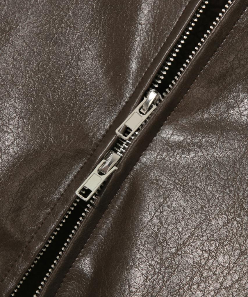 Trillion Fleece Collar Flight Leather Jacket_Brown