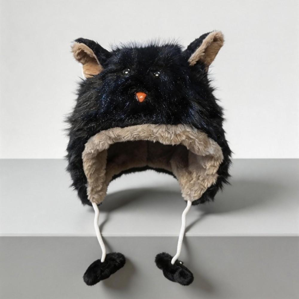 Ear Protection Plush Beanie Warm Lei Feng Cap Cute Faux Fur Hat for Women