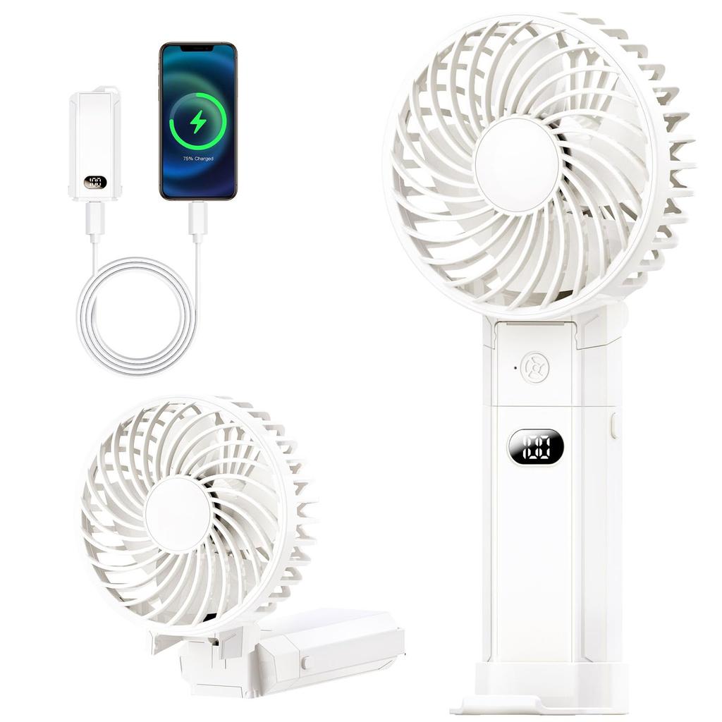 Portable Handheld Fan Latest with Mobile Powerful 22 Hours of Continuous 6 Adjustable 20dB Quiet LED Compact and Foldable Desktop Heatstroke