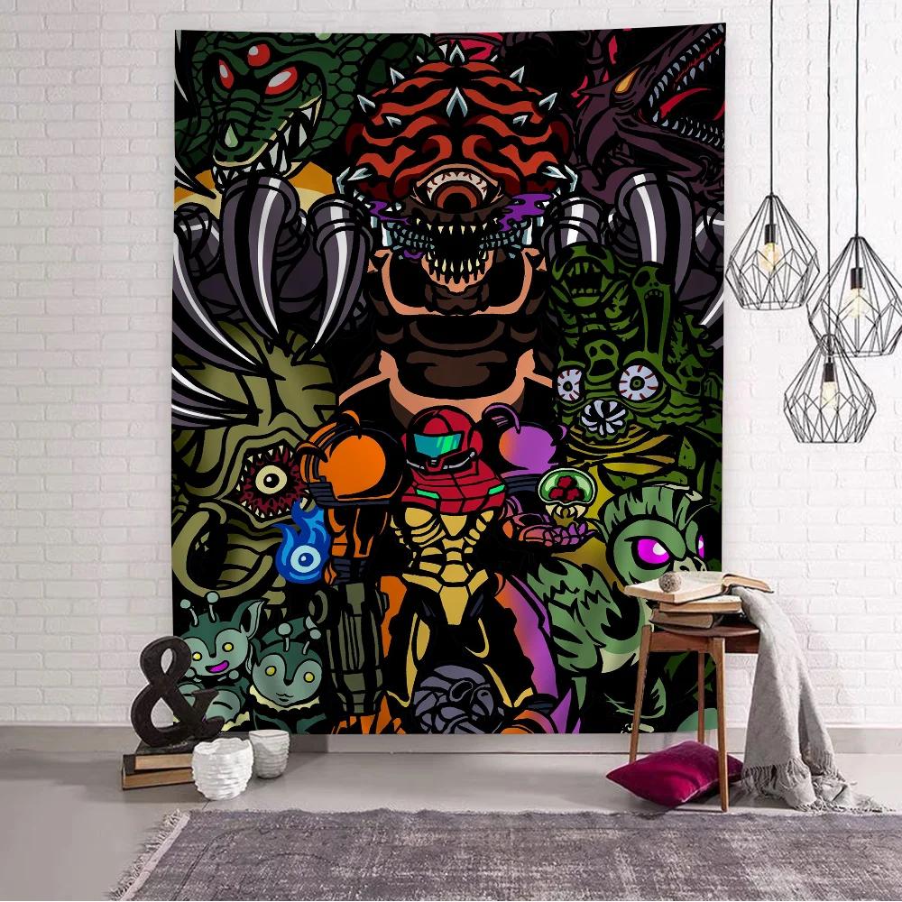 Metroid Themed Anime Tapestry Hanging Tarot Hippie Wall Rugs Dorm Home Decor