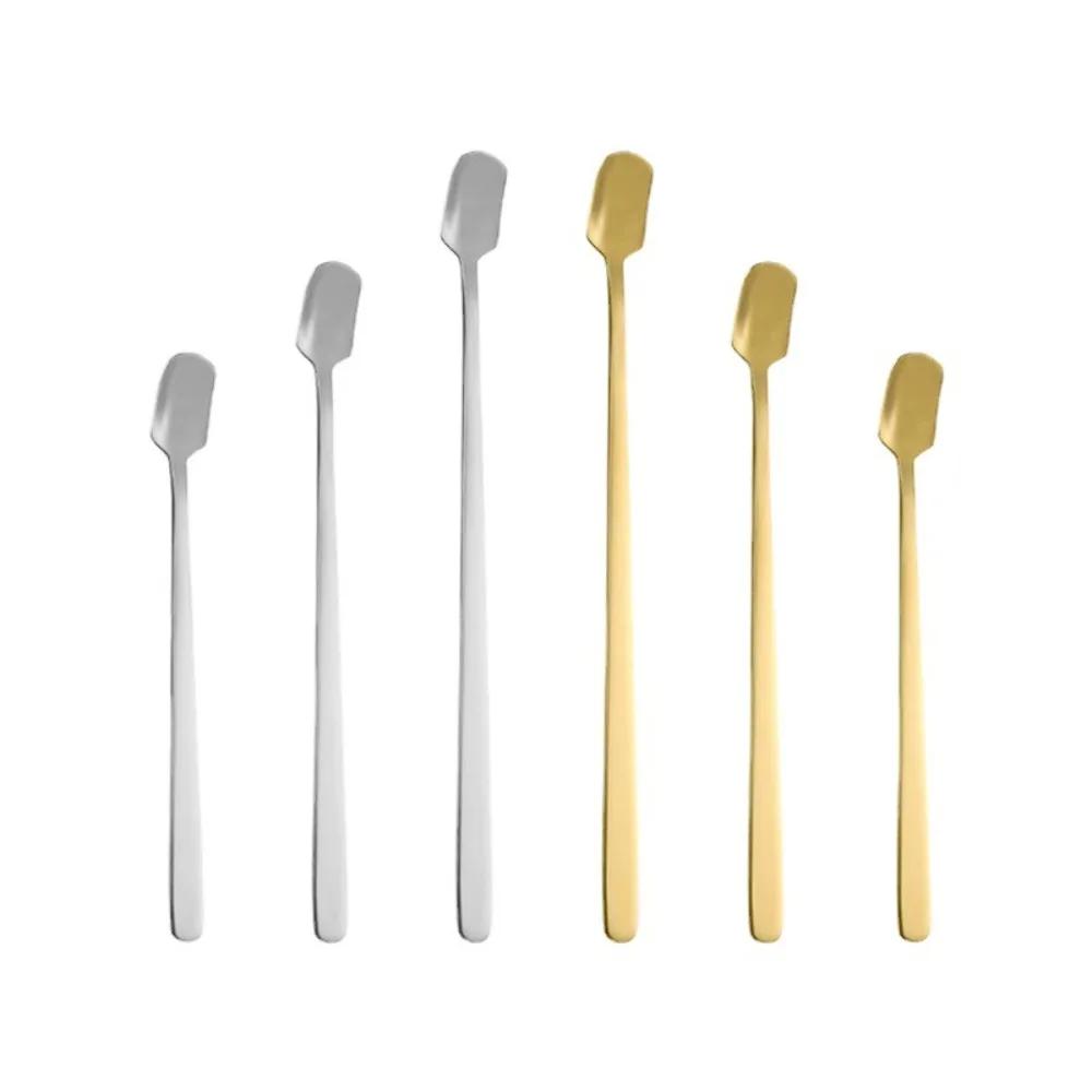 New 304 Stainless Steel Coffee Mixing Spoon Thickened Long Handle Mixing Stirring Spoon Reusable Gold Cutlery