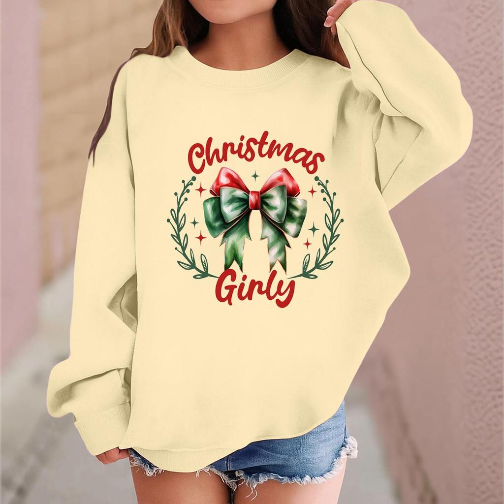 Children's Fashionable Casual Long-sleeved Loose Christmas Print Pullover Sweatshirt