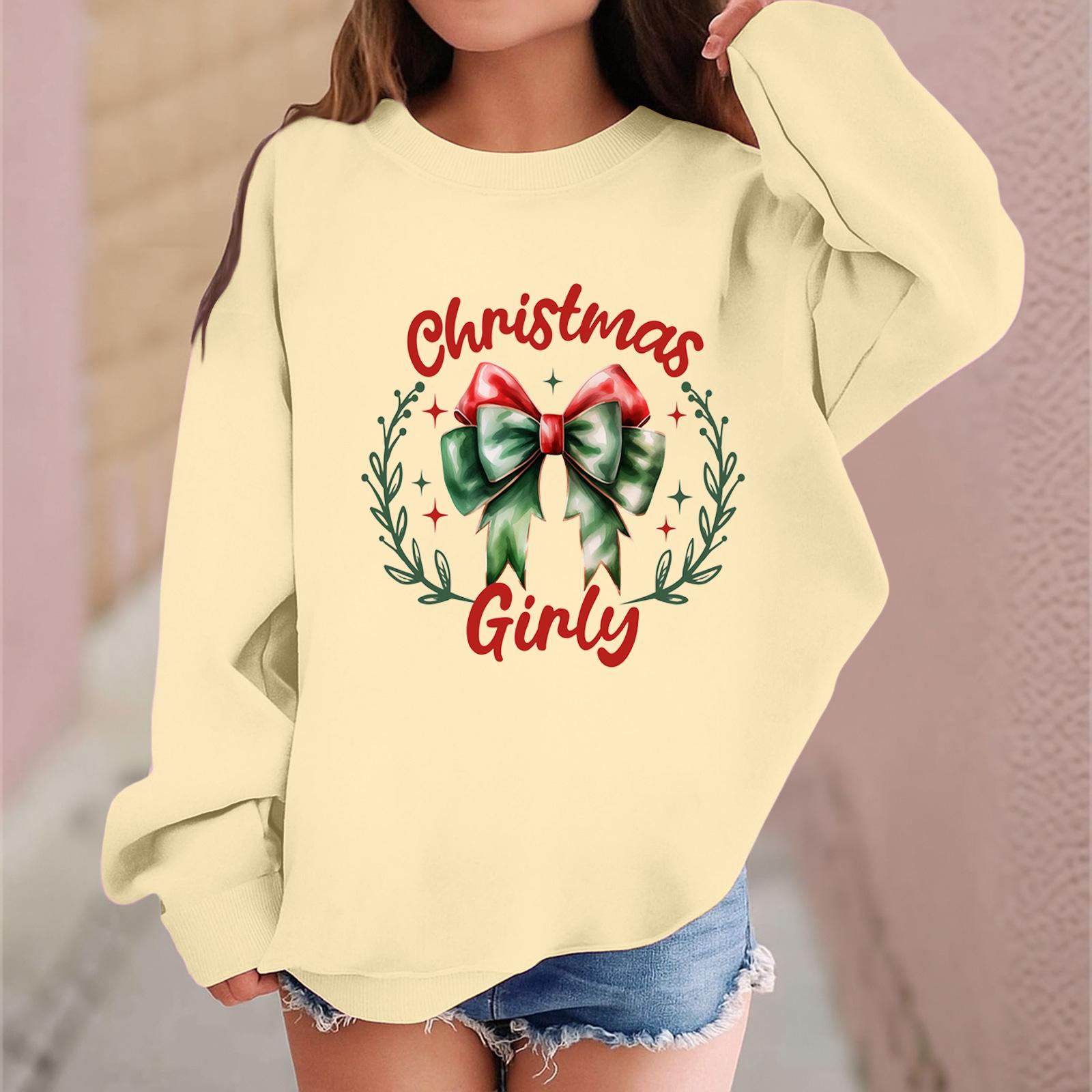 

Детский модный повседневный пуловер с длинными рукавами и свободного кроя с рождественским принтом 160 хаки