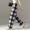 Demana Women's Fleece-Lined Plaid Wide-Leg Pants