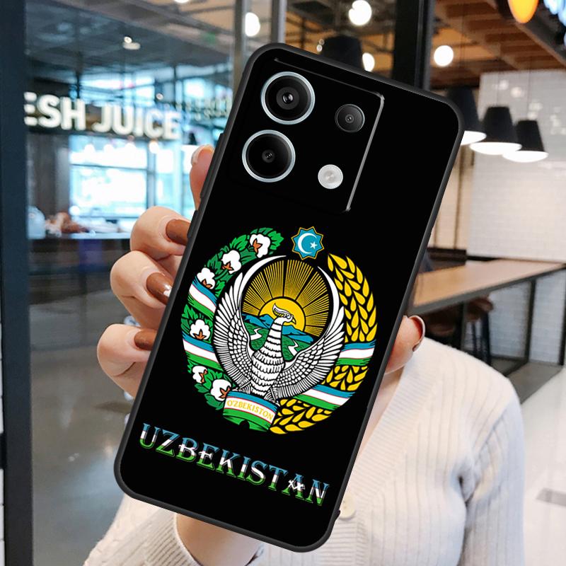 Uzbekistan Flag Coat Of Arms Case For Xiaomi Redmi Note 13 Pro 10 11 12 14 15 Pro Plus Redmi 15C 14C 10C 12C 13C 15 Cover