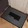 Black Line Flower Tile Doormat - Indoor/Outdoor Entryway Scraper Mat