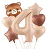 7pcs Cute Bear Balloon Set with 32 Inch Caramel Digital Aluminum Foil Balloon for Birthday Party Decoration Baby Shower Supplies