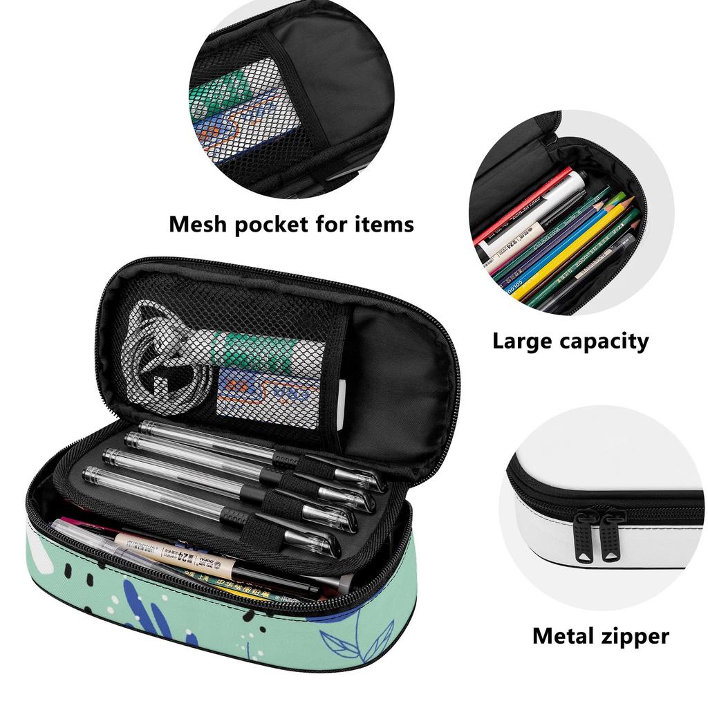 Pen Pencil Organizer 300D Polyester Large Capacity Smooth Zipper with Mesh Pocket Removable Divider and Pen Slots for Boys Girls