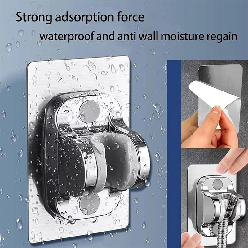 1Pc Wall Mounted Strong Adhesive Shower Head Bracket Abs Waterproof Adjustable Bathroom Shower Bracket Easy To Install Base