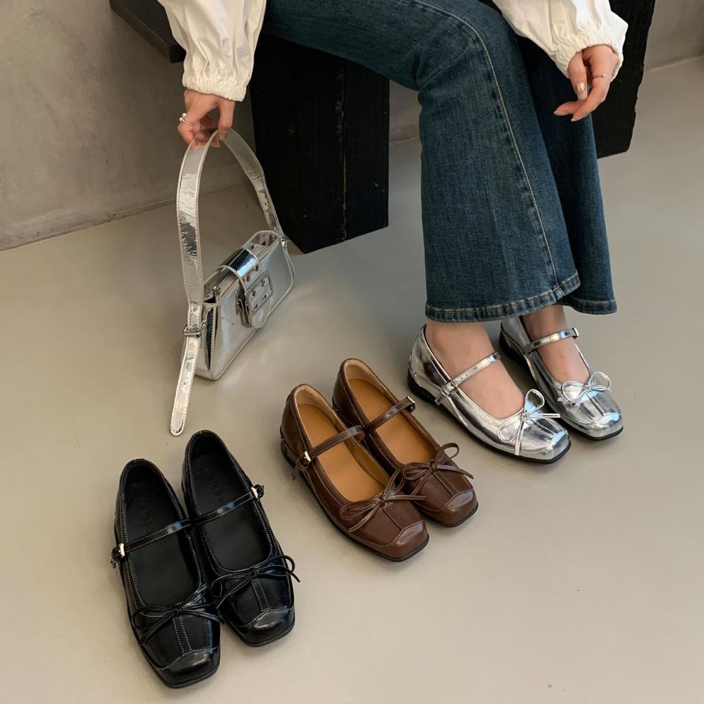 French Retro Light Mouth Soft Bottom Bow Mary Jane Invisible Height Increase 6cm Casual Shoes
