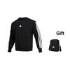 adidas Essentials 3 Şeritli Fransız Havlu Kumaş Sweatshirt Siyah/Beyaz Erkek Sokak Giyimi JE6372