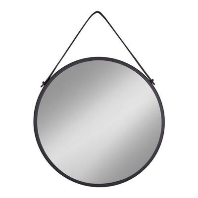 Trapani Mirror with Leather Hanging Band, Black.