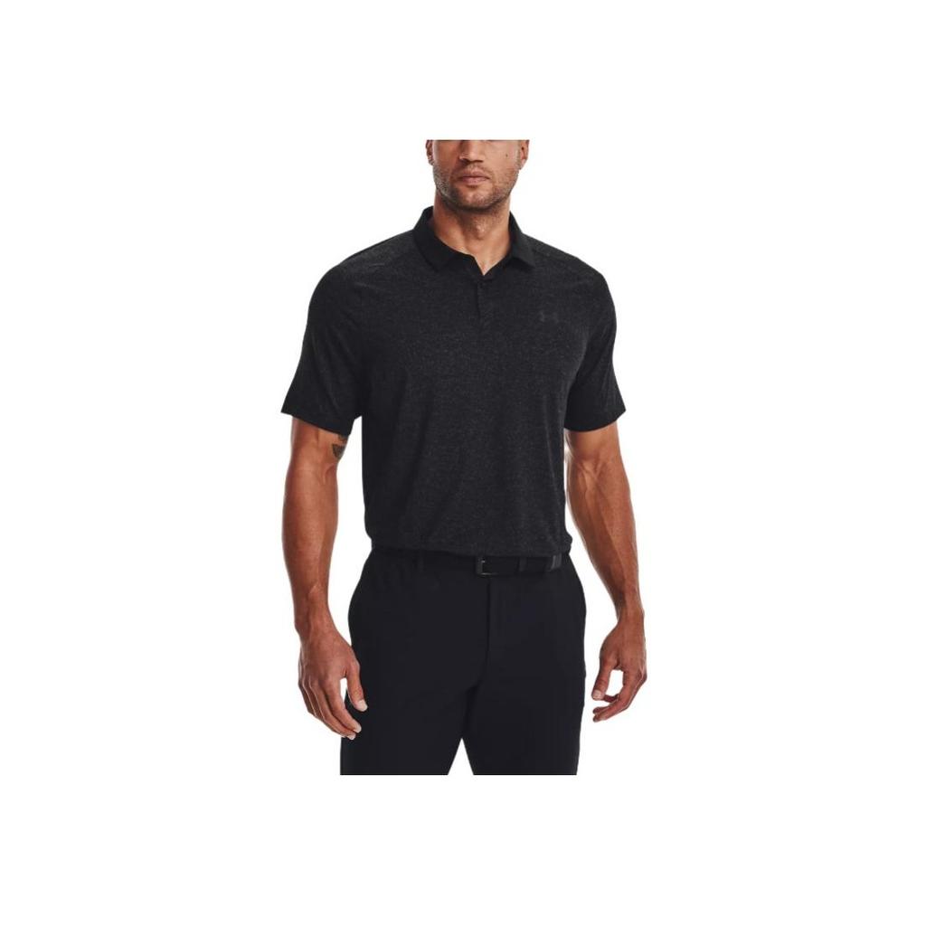 Under Armour Solid Color Casual Short Sleeve Polo Men Tops Black 1377294-001