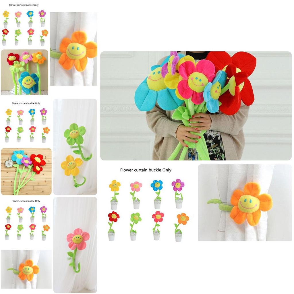 Plush Sunflower Rose Window Curtain Tieback Short Plush Pp Cotton Filling 8 Colors 3 Heights