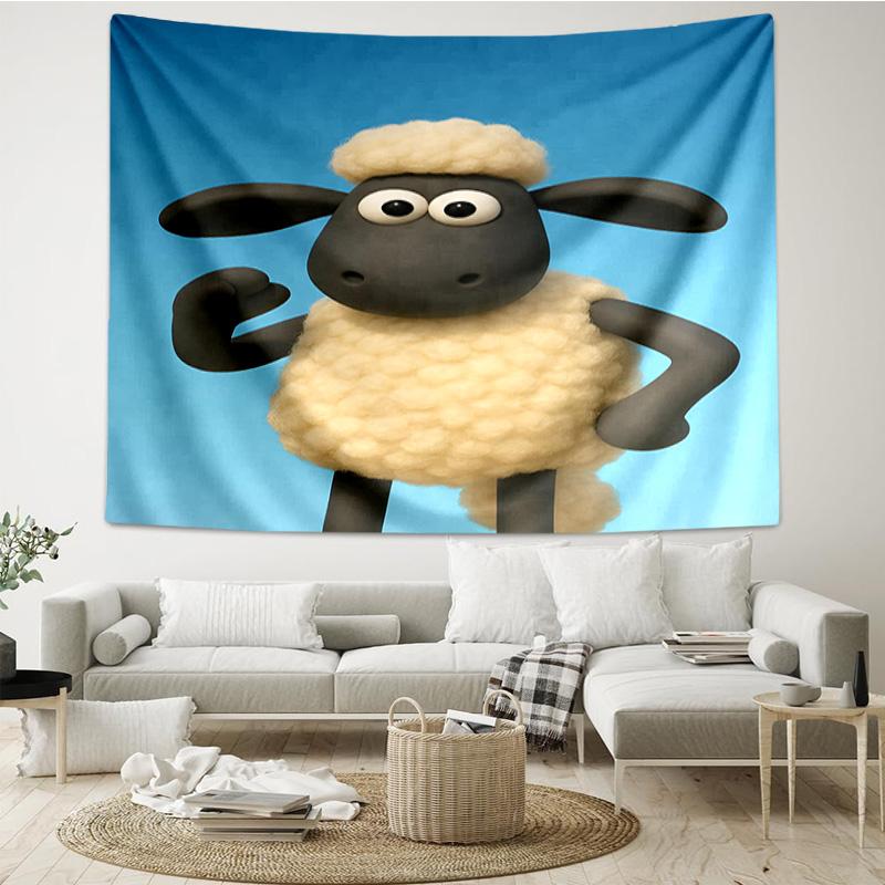 Sheep And Shaun Adventure Tapestry, Unique Design Tapestry, Wall Decor for Bedroom,Livingroom, Playroom,Heartwarming Fan Holiday Gifts