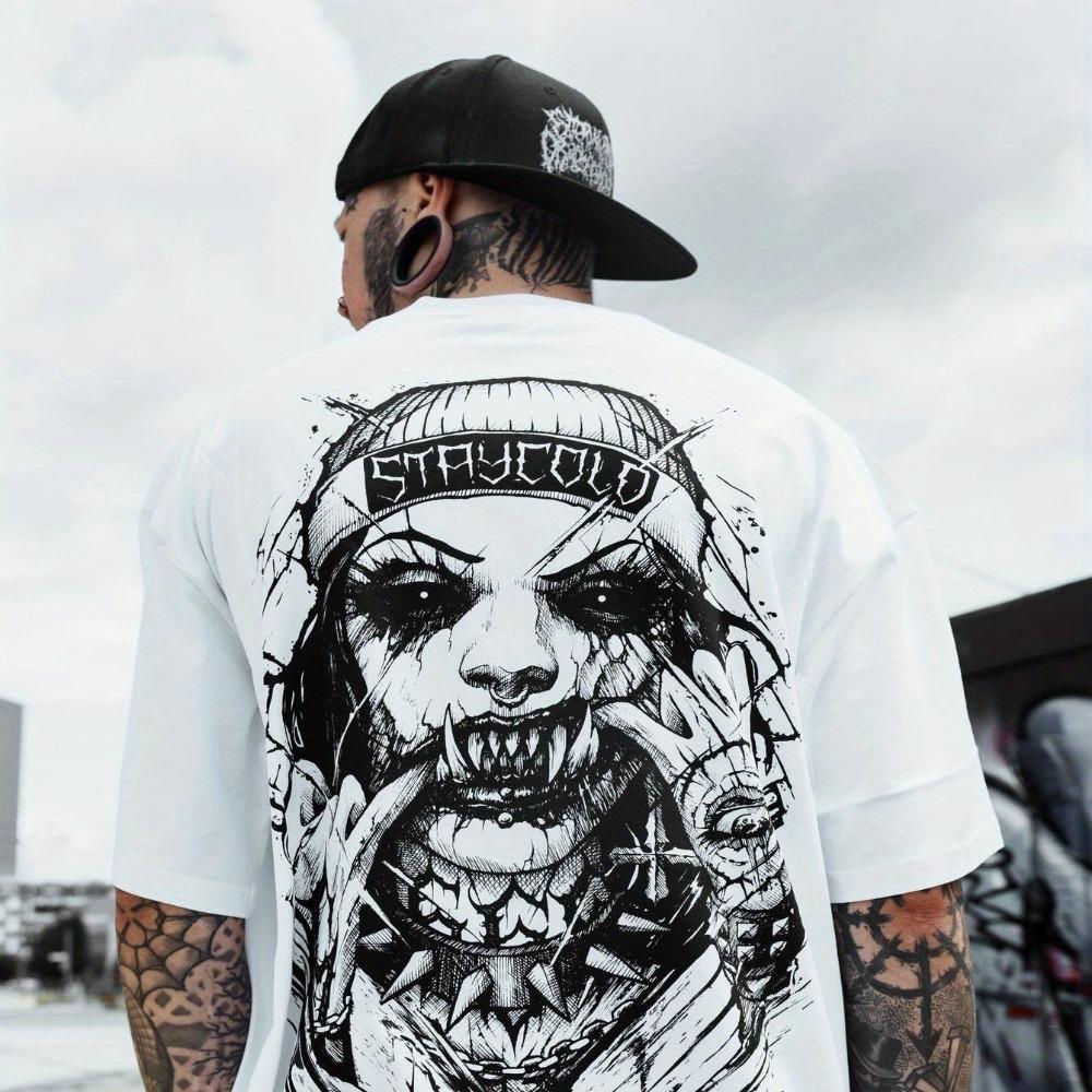 Camiseta de Moda para Hombre Tendencia Estilo Gótico Camiseta para Mujer Verano Impresión 3D Casual Cuello Redondo Manga Corta Camisetas Top