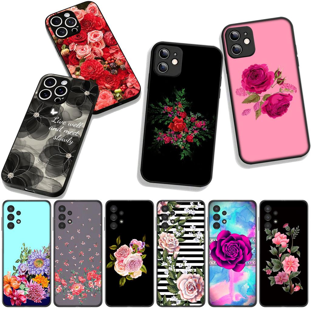 Cover for Apple iPhone 17 16 11 Pro XS Max XR 6 7 8 Plus 16E SE 2020 Air 5 SE2 Phone Case Lucky Grass Peony Rose Flower