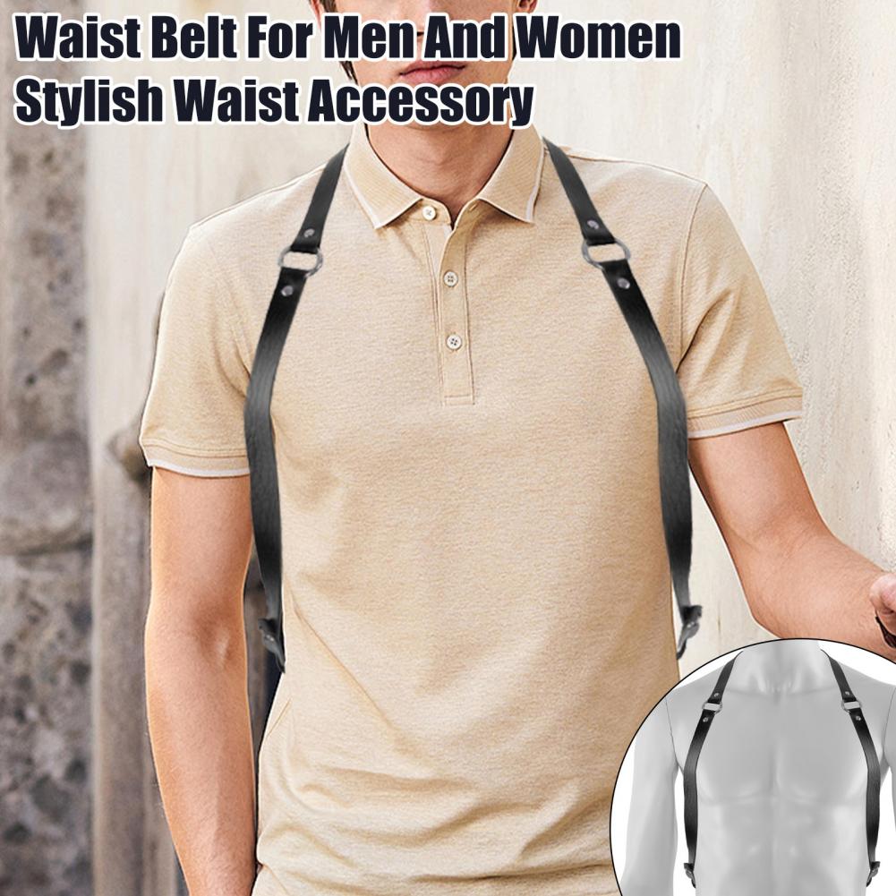 Belt Punk Style Faux Leather Harness with Buckled Straps for Men Women Adjustable Clothing Accessory for A Bold Look Waist Belt