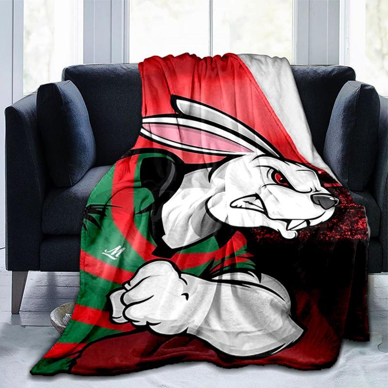 Coperta con Design del Logo dei Rabbit NRL Adatta per Divani, Letti, Uffici e Campeggio - Regalo Perfetto per Halloween Natale
