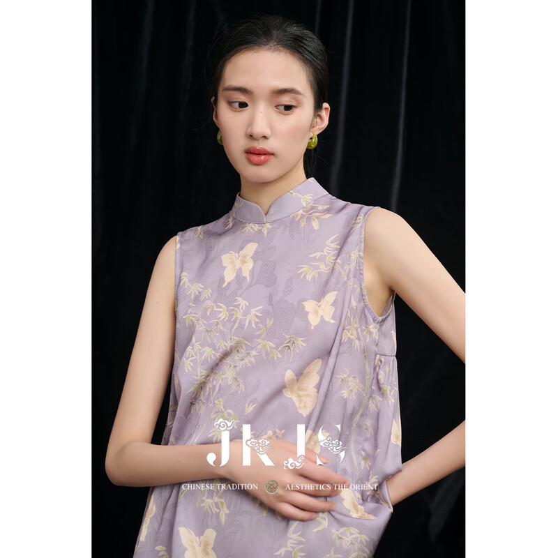 JK&JS Flower Scroll New Chinese Style Jacquard Sleeveless Vest