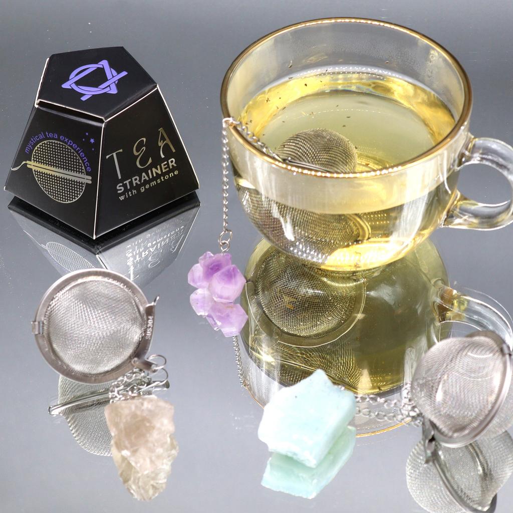 Tea Infuser Strainer With Raw Mookaite Crystal