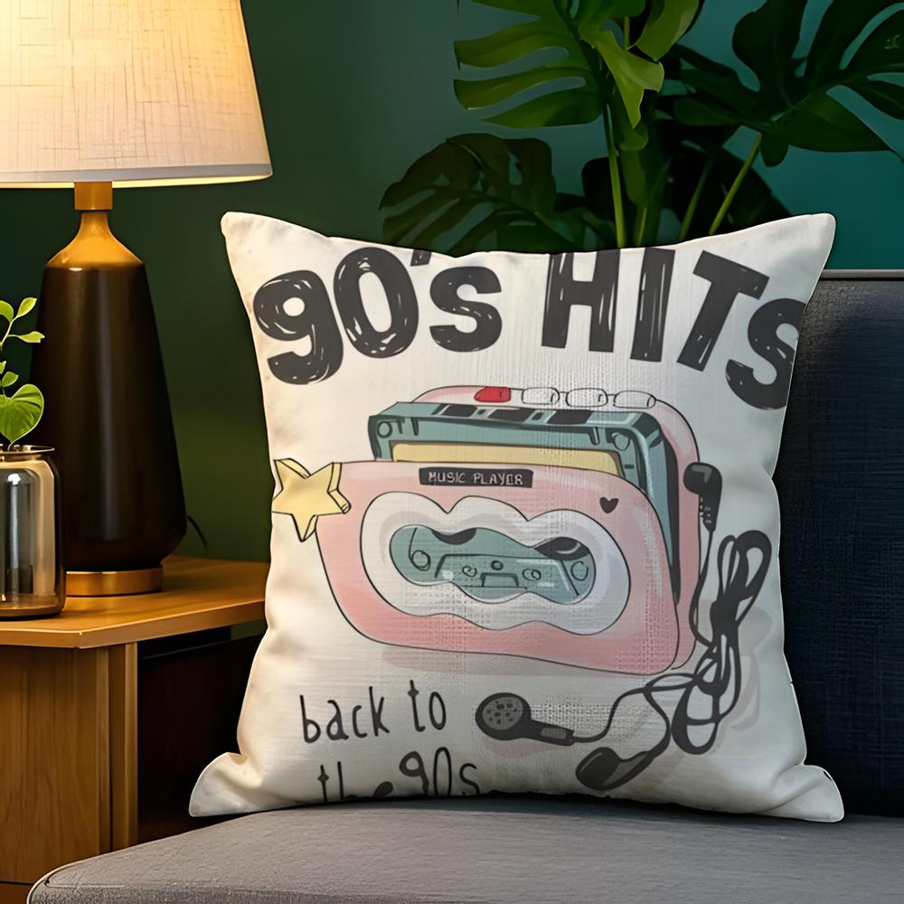 Pop Art Retro Cassetteband Kussensloop Natuurlijk Linnen Kussensloop Dubbelzijdig Decor Bank Kussensloop Woondecoratie