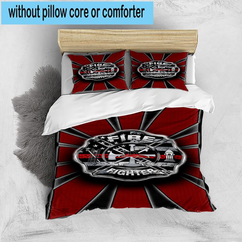 Firefighter Braving Flames 3pcs Bedding,Including 1pc Duvet Cover And 2pcs Pillowcases Perfect for Christmas,Ideal for Bedroom, Dormitory