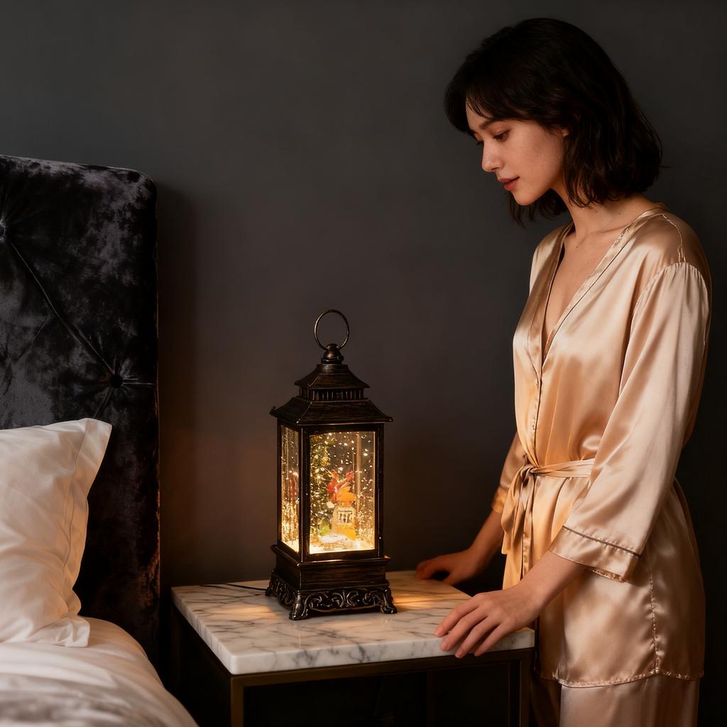 10'' Bałwan Muzyczny Podświetlany Śnieżna Woda z Wirującym Brokatem Dekoracja na Boże Narodzenie do Domu, Salonu, Zasilany Bateryjnie lub USB