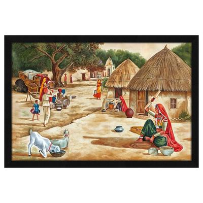 Village Scene Nature Wall Art Painting, Wall Decor for Living Room, Multicolor, Nature, 18.0 X 12.0 Inches, Set of 1
