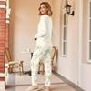 Pigiama da donna casual con scollo, vestibilità larga, stampato, pantaloni per dormire