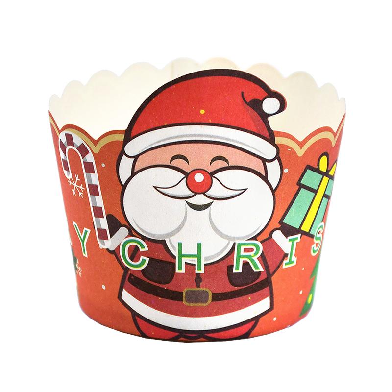 50Pcs Christmas Cupcake Linner Cartoon Santa Claus Muffin Paper Cups Christmas Party Cake Decoration Supplies Kids Favors