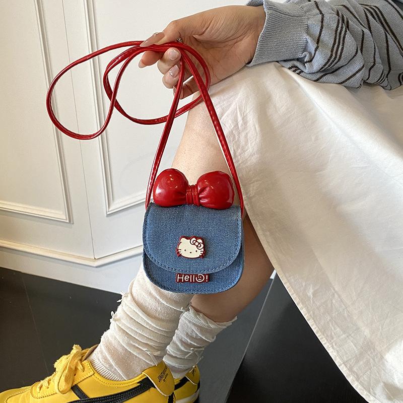 Fashion western style bow girl messenger bag summer cat cartoon saddle bag