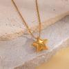European-American Style 3D Star & Water Drop Oval Stainless Steel Heart Necklace for Women