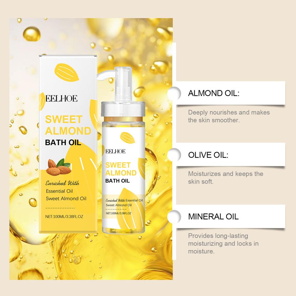 Eelhoe Sweet Almond Bath Oil Gentle Cleansing Moisturizing Nourishing Skin Care