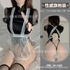 Domila Sexy Lingerie Retro Cheongsam Women Slim High Split Apron Sexy Hollow Uniform Seduction Suit