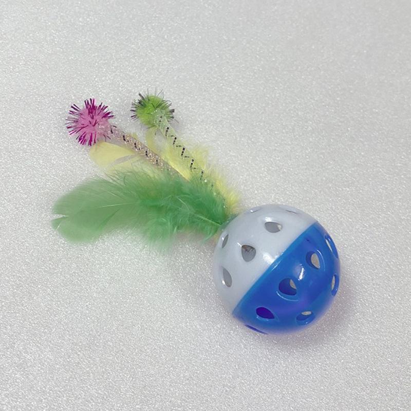 3pcs Cat Chew Toy Training Bite-resistant Bell Squeaky Kitten Toy Feather Interactive Teeth Cleaning Cat Toy Supplies