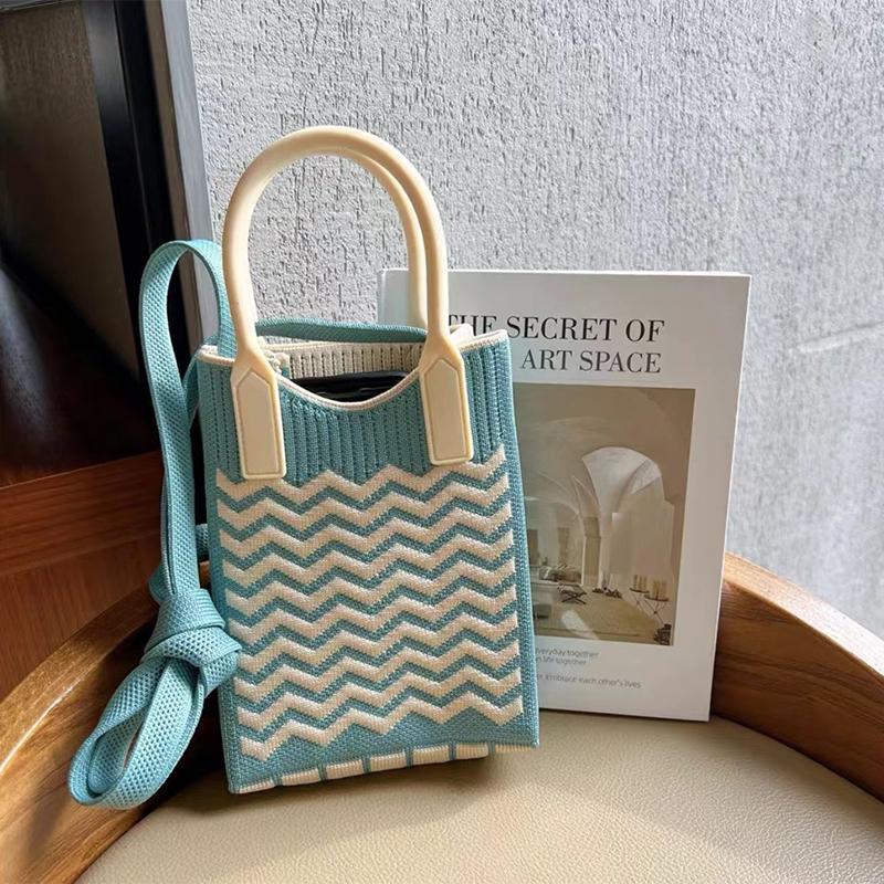 1/2/5pcs Korean Fashion Heart Knitted Mini Handbag Women Mobile Phone Shoulder Bags Girls Chic Cute Outdoor Crossbody Small Bags