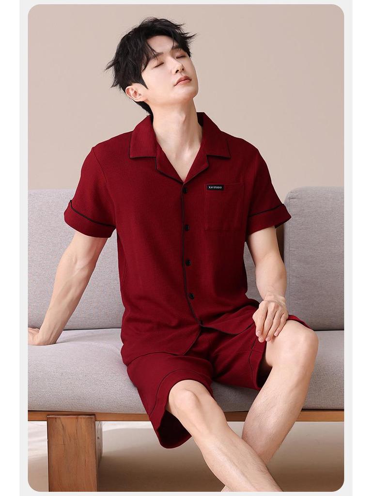 Damen Rot Antibakterielles Baumwoll-Nachthemd Pyjama-Set—Kurzarm, Shorts, Hochzeits- & Tierkreiszeichen-Motive