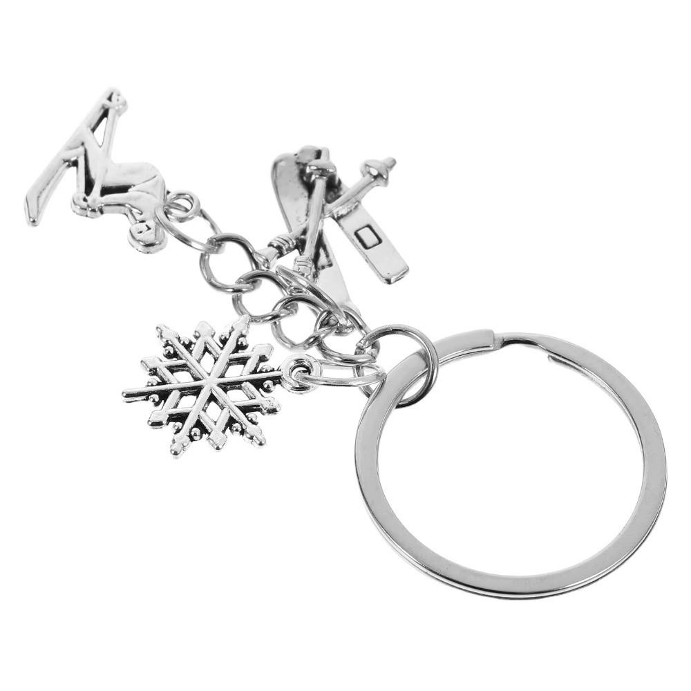 Metal Pendant Snowflake Pendant Key Ring Ice Skates Pendant Skier Decoration Gifts