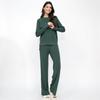 JKASHDK Women's Fashion Casual Spring Autumn Solid Color Print Long Sleeve O-Neck Trousers Pants Suits