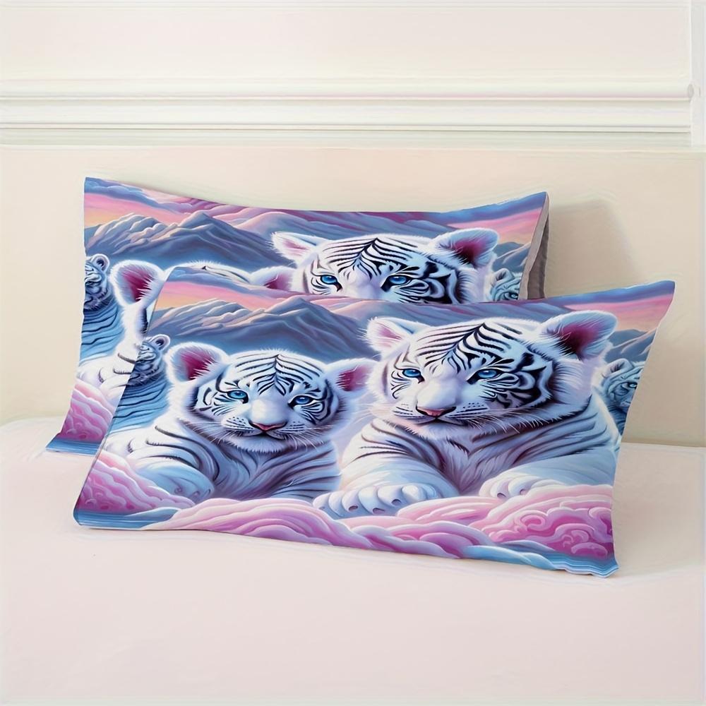 2/3 st Modernt 3D Tigertryck Sängkläder Set (1 Påslakan + 1/2 Örngott, Utan Innerkudde), Sött tigertillväxttryck