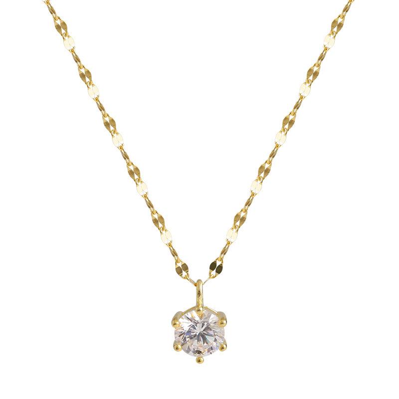 Elegant Women's Single Diamond Clavicle Necklace – Light Luxury Design with Gentle, Versatile Style for All Occasions