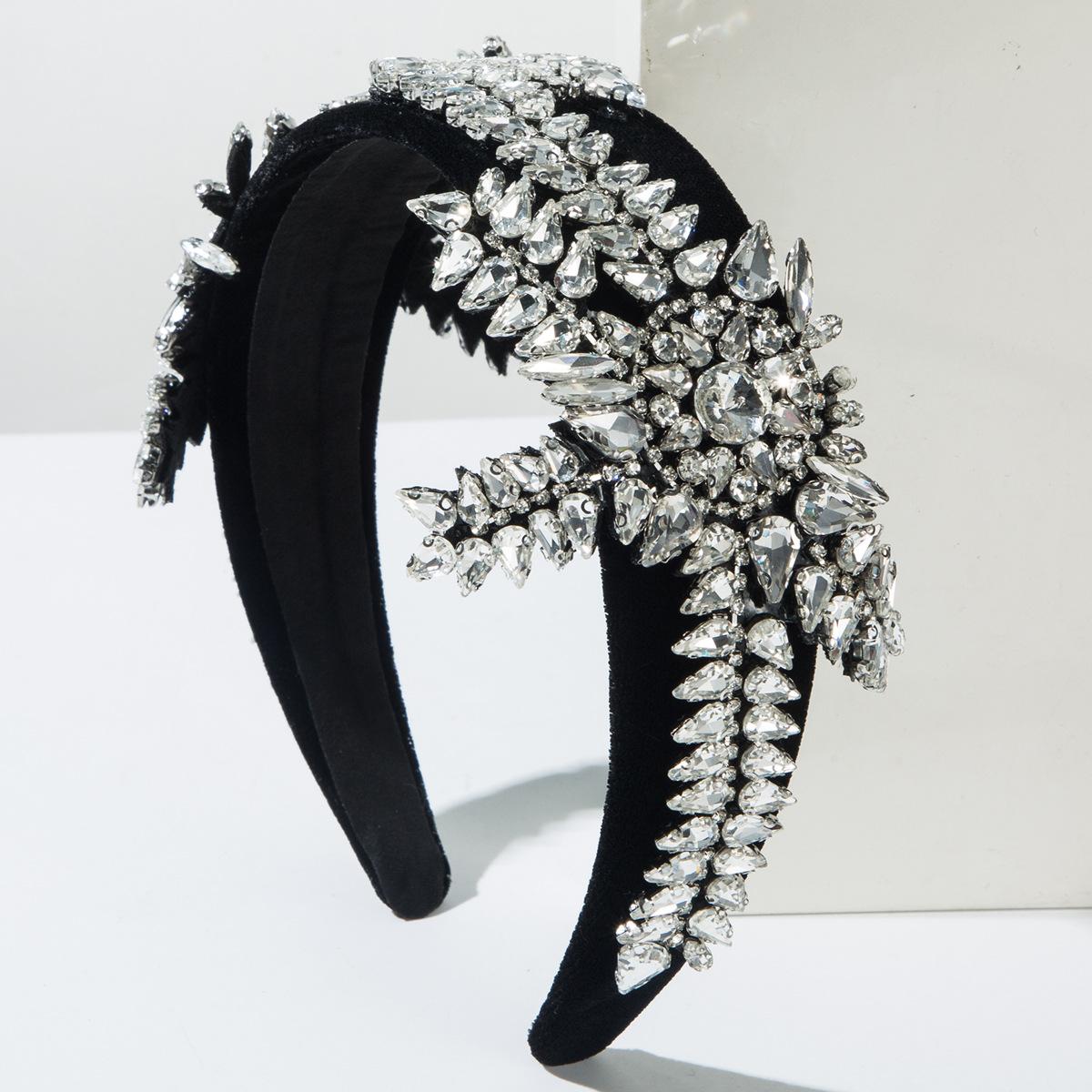 

Хрустальные стразы Повязки на голову Женские Девичьи Блестящие сверкающие повязки на голову Расшитая бисером повязка для волос Праздничные свадебные аксессуары для волос Черный Белый