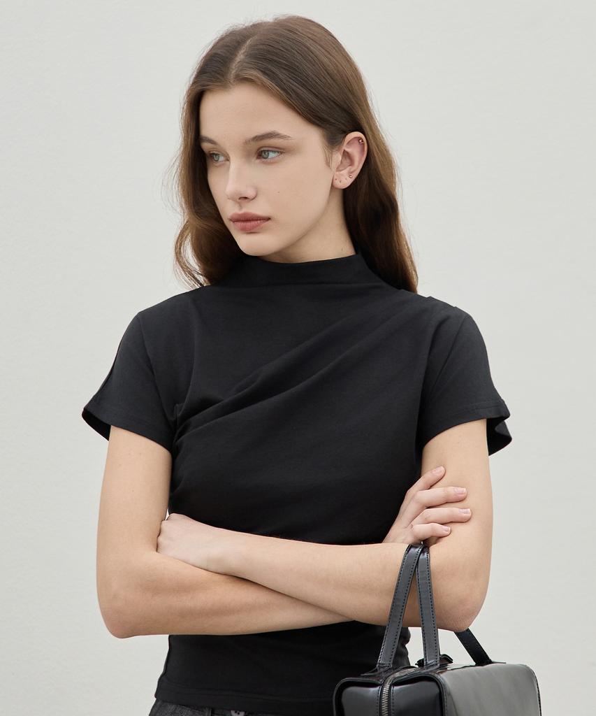 ELLIOTI Mock Neck Draped Ts_2Color