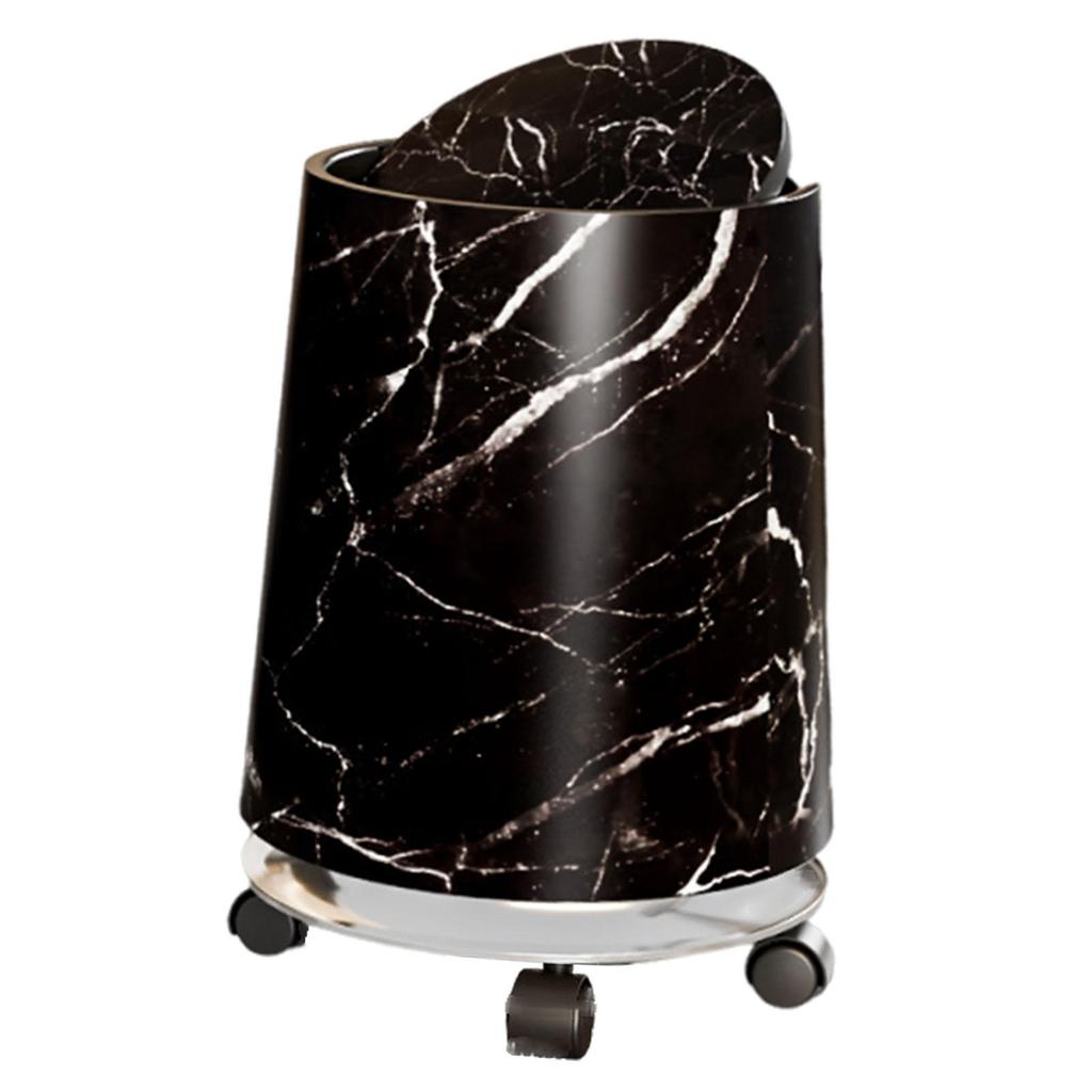 Marble Trash Bin Household Trash Bin Double Layer Household Trash Can Rolling Garbage Bin Removable Inner for Bedroom Home